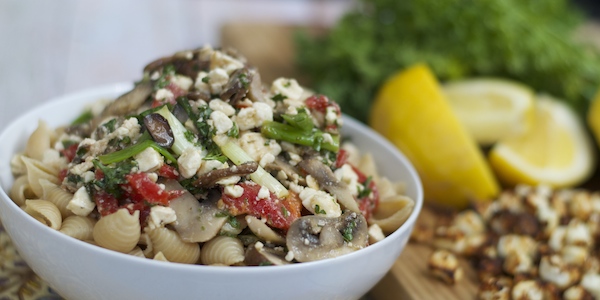 Shells with Lemony Roasted Feta