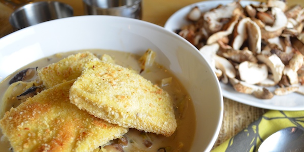 Cashew-Crusted Tofu with Thai Coconut Broth Recipe